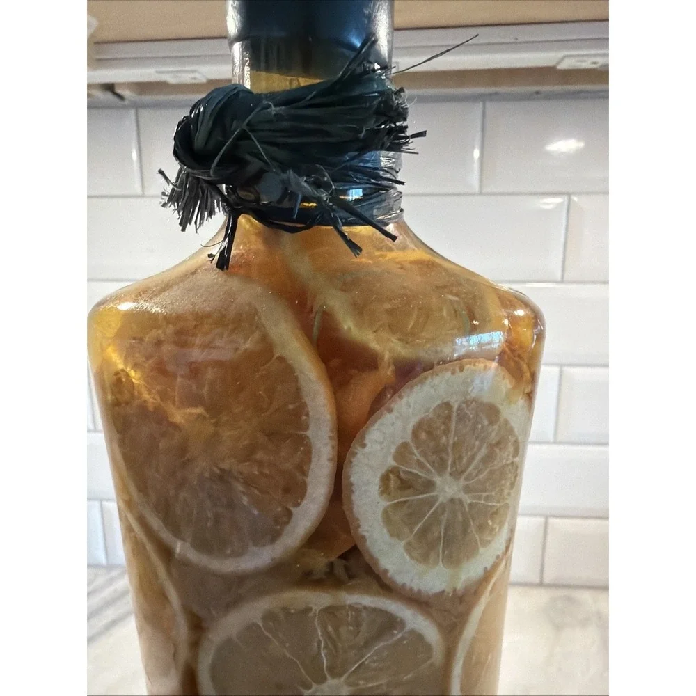 Vintage‎ 19in Large Decorative Glass Food Bottle Lemons Heavy